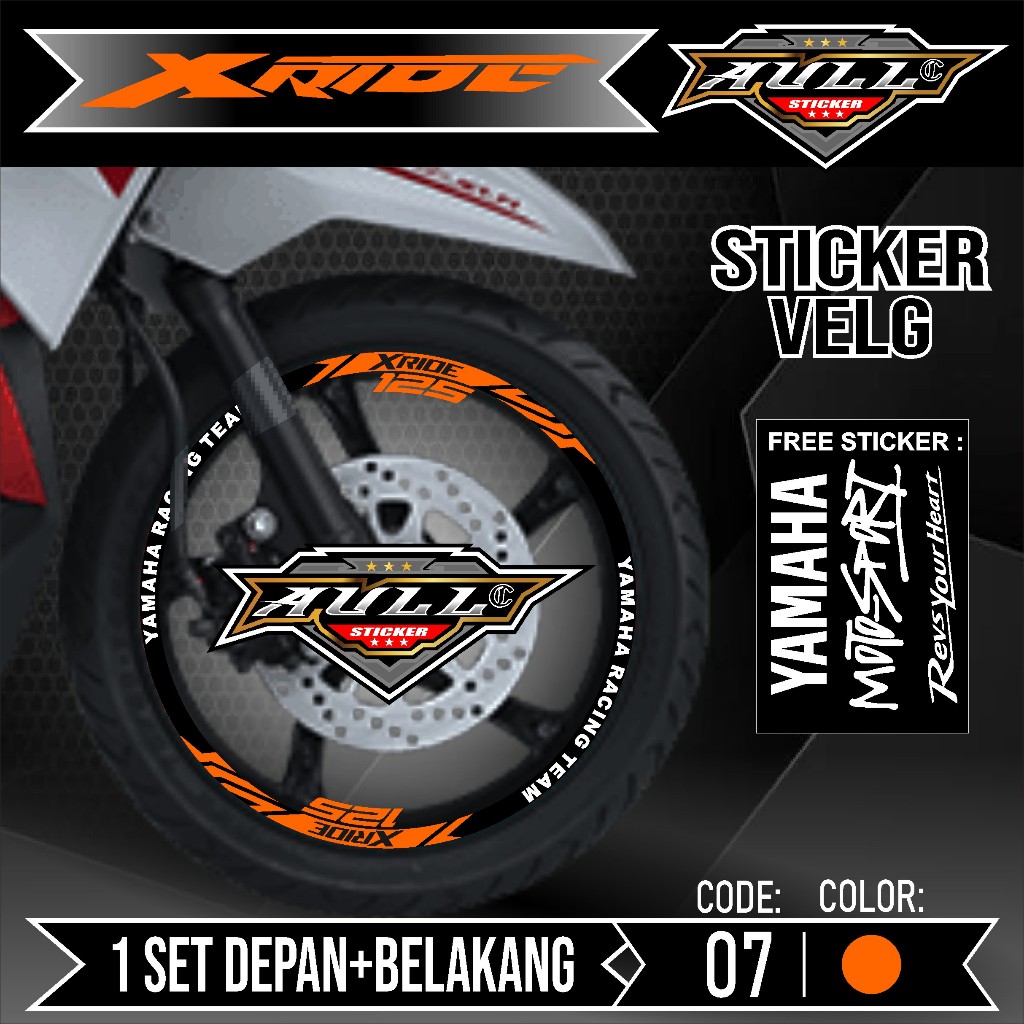 Xride Rim Stickers Cutting Yamaha XRIDE Motorcycle Rims List Sticker ...