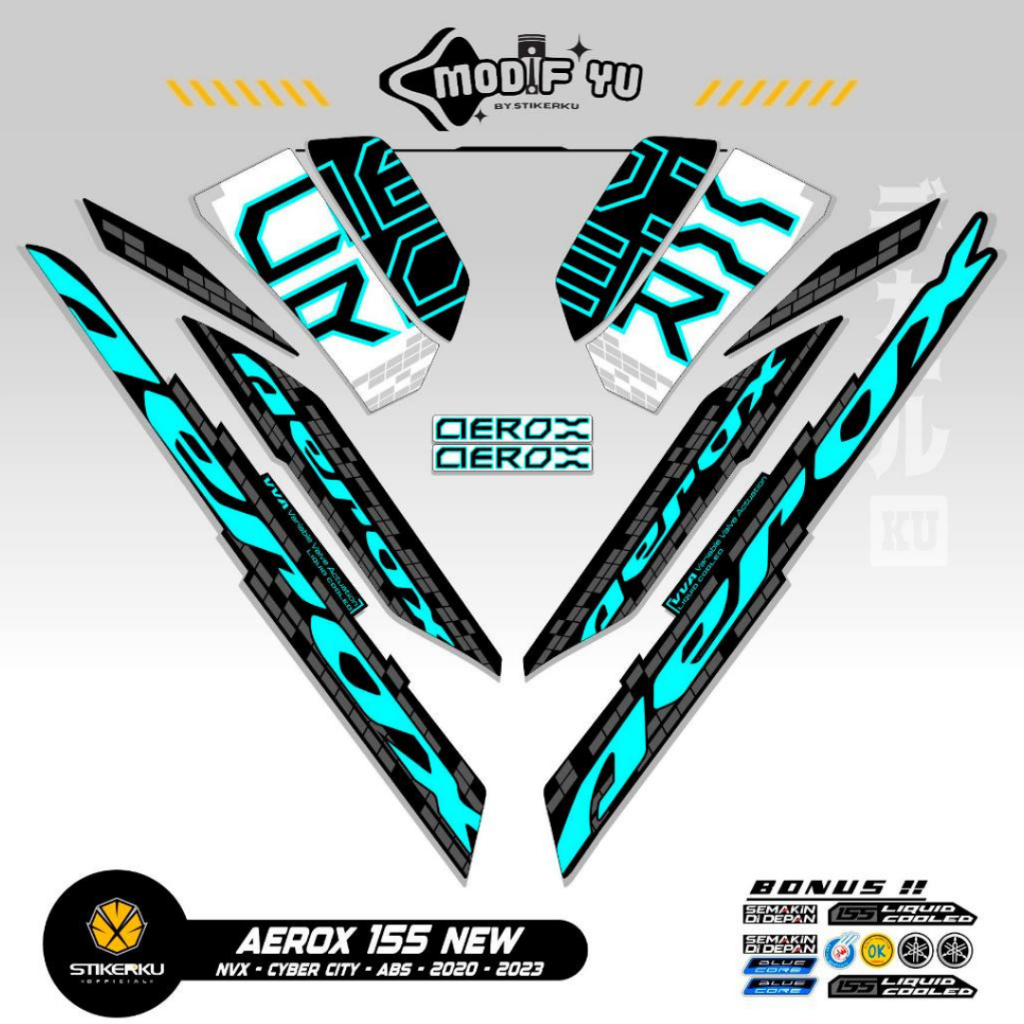 Striping AEROX 155 NEW CYBER CITY MOTIF 11/STICKER AEROX 155 CONNECTED ...