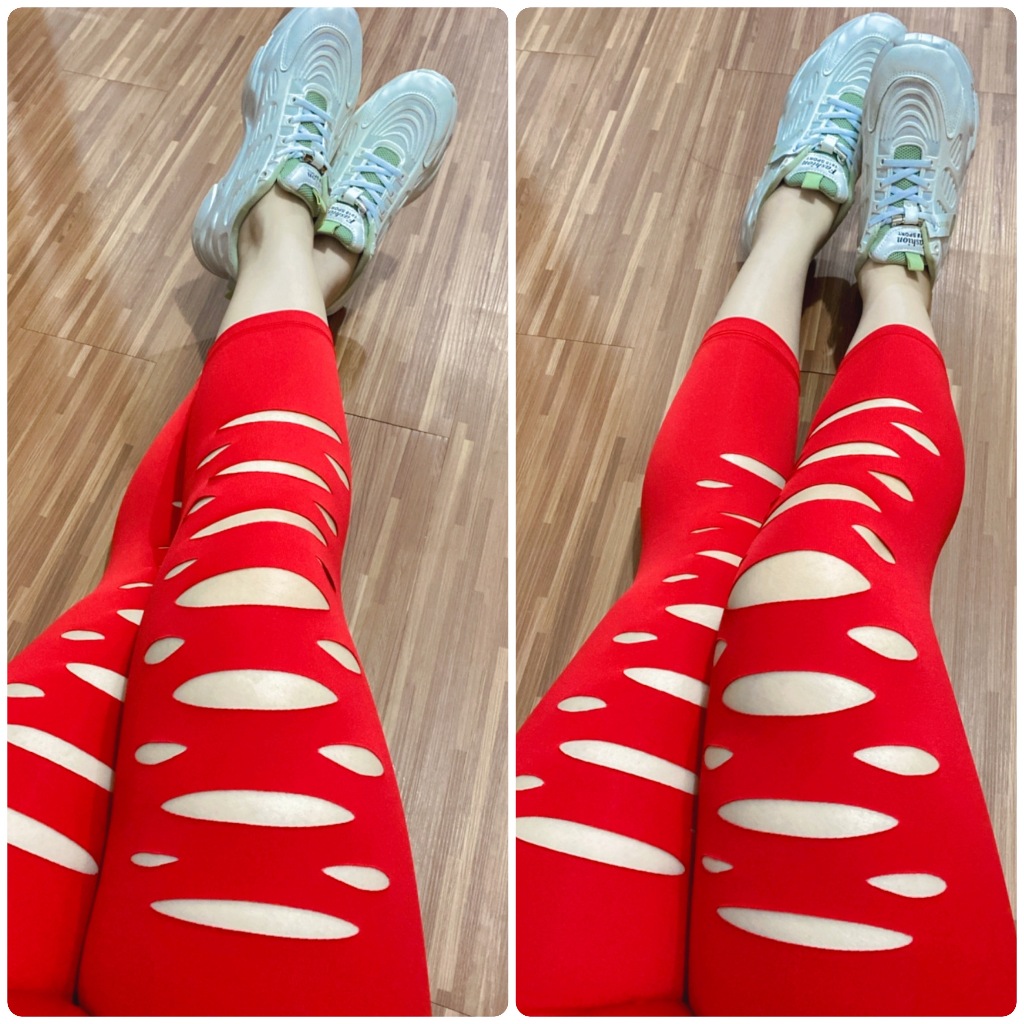 MERAH Leggings List Red Basic Ripped Variant 7/8 Jumbo Super Merar ...