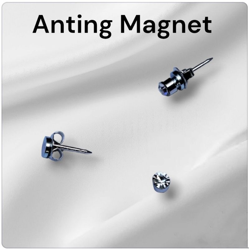 Magnetic Earrings Like Piercing Real 3mm Super Small Clear & black ...