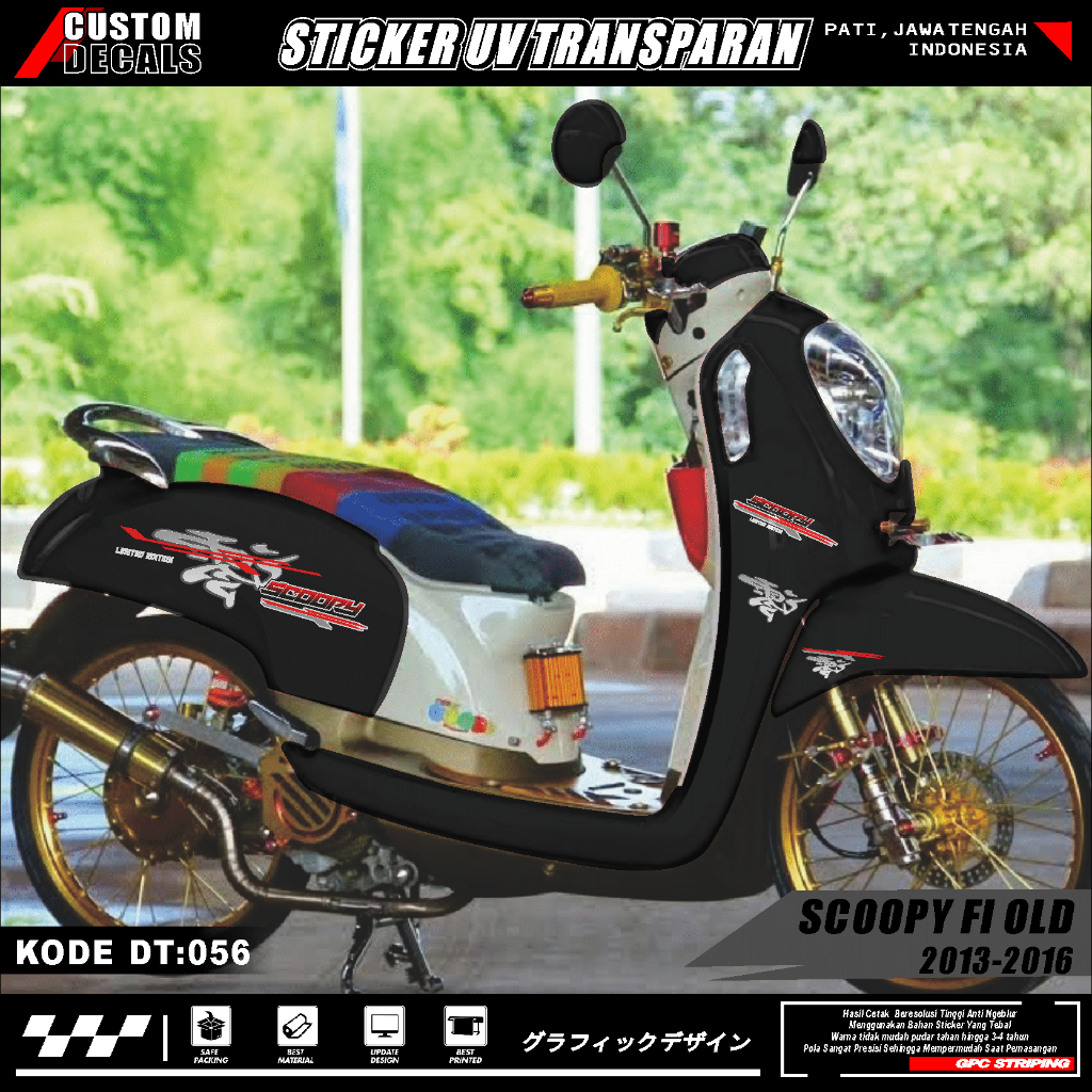 SCOOPY FI OLD TRANSPARENT STRIPING 2013-2016 COOL KANJI SIMPLE DESIGN ...