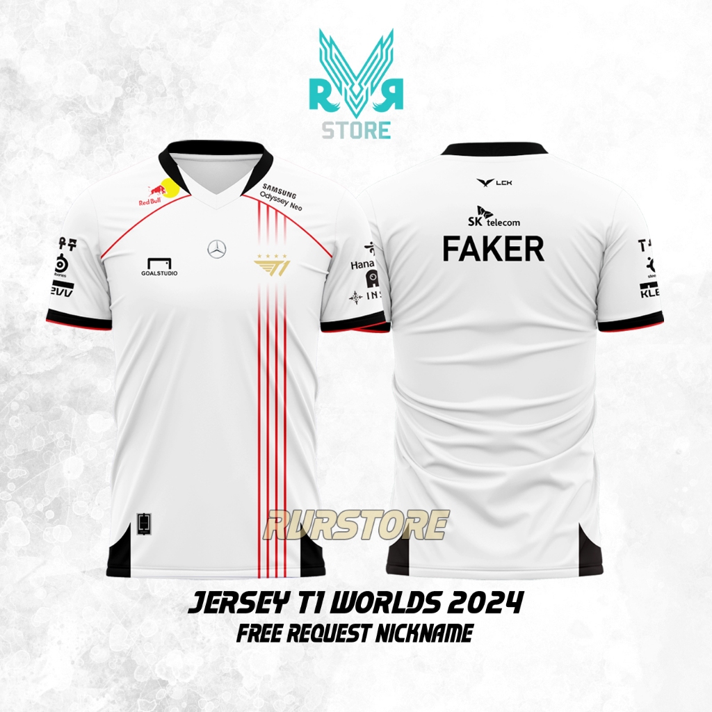 Jersey Baju Kaos T1 WORLDS 2024 NEW (free request nickname) Shopee