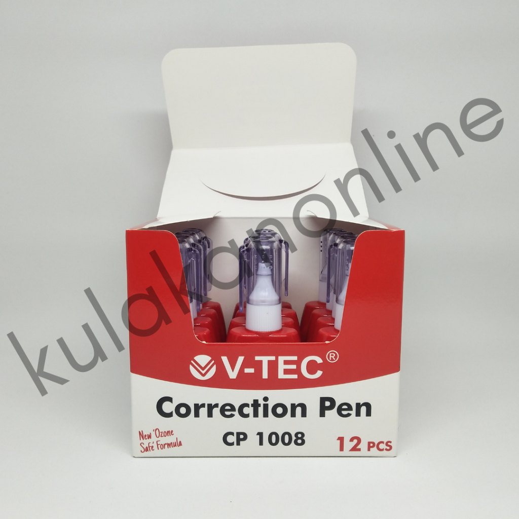 MERAH Tip-ex/ Correction Pen Liquid V-tec CP-1008 Red 8ml (1 box ...