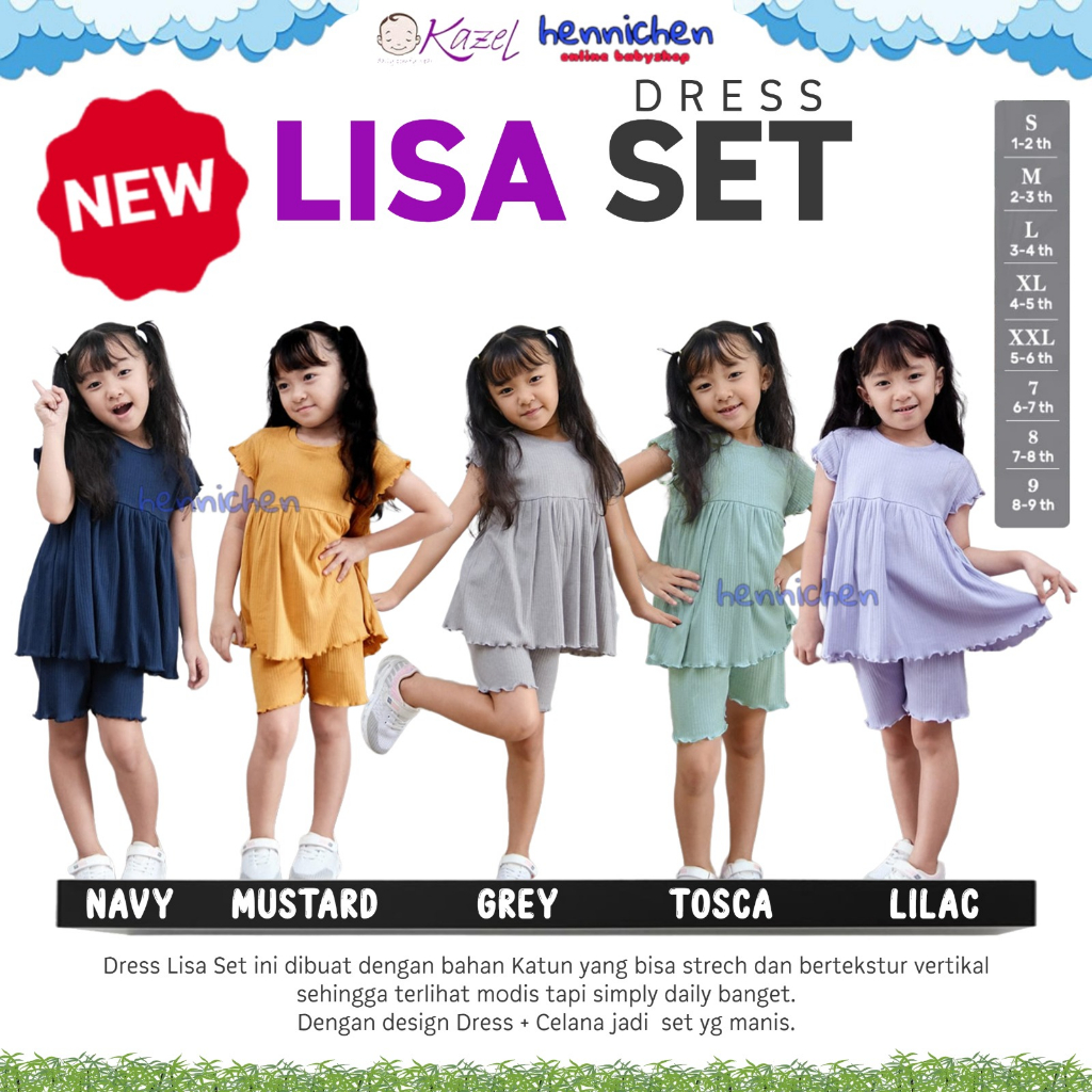 Kazel Lisa Rib Set 1-9 Years Lisa Ruffle Rib Dress Suit for Girls X ...