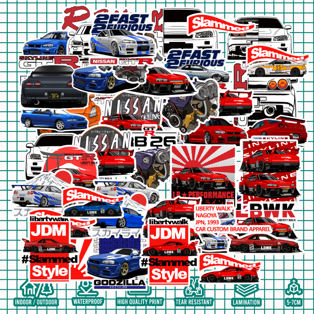KARIMAKE Sticker Pack NISSAN SKYLINE GTR NISSAN SKYLINE R34 R35 MINI GT ...