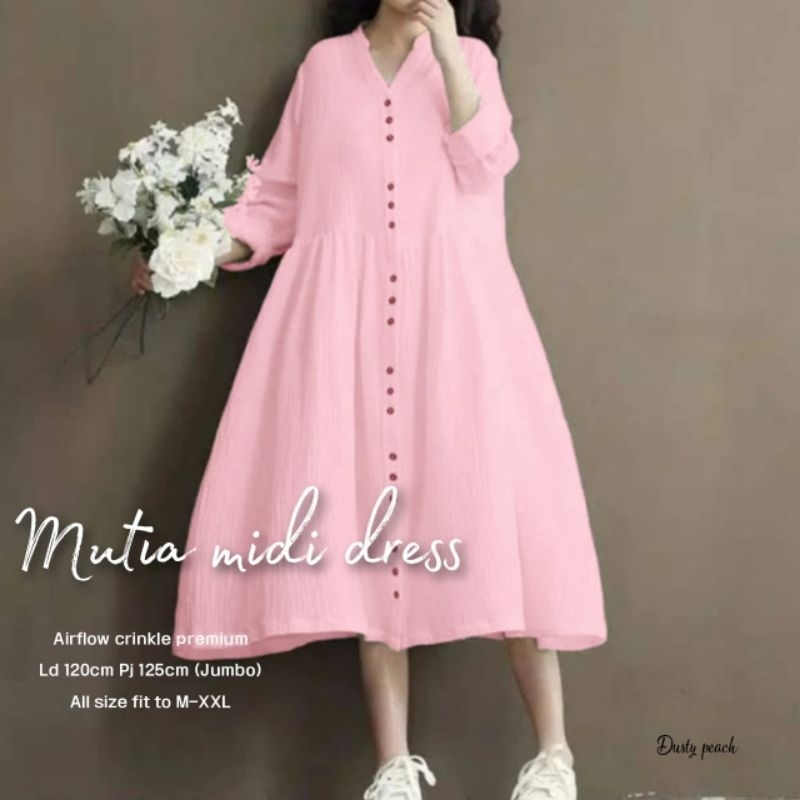 Mutia Mididress Oversize dress crinkle Airflow by amoera Shopee Malaysia