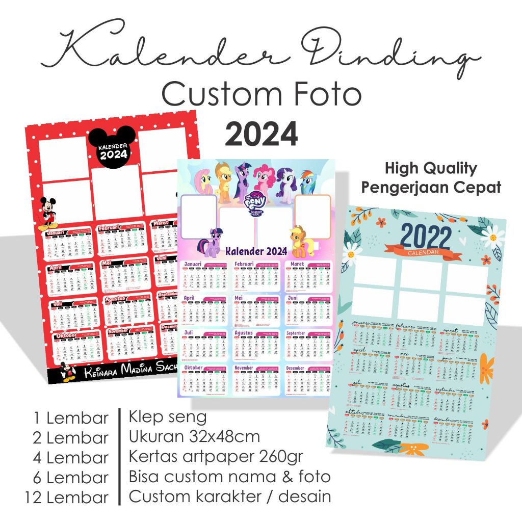 2025 CUSTOM WALL CALENDAR / PHOTO CALENDAR / SCHOOL CALENDAR / COMPANY ...