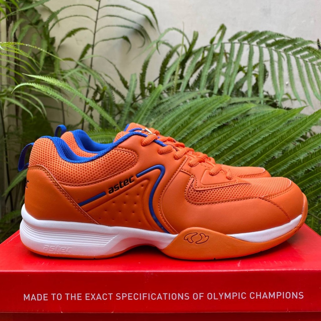 Astec Men's BADMINTON Shoes ASTEC HAWKE BADMINTON ORANGE BLUE BADMINTON