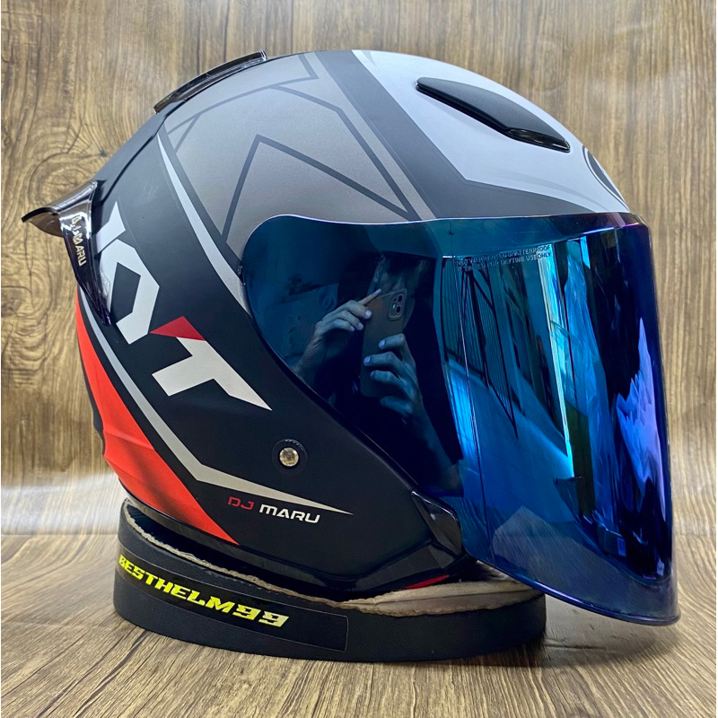 Helmet KYT DJ MARU 17 MATT BLACK DOFF Handsome Package KYT DJ MARU