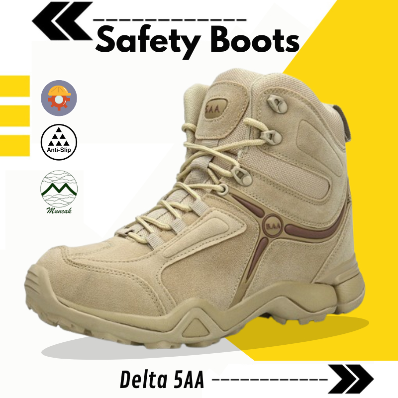 Delta 5AA Tactical Safety Boots Shoes pp Police Tni Pdl Mountain Hiking Men Original Leather
