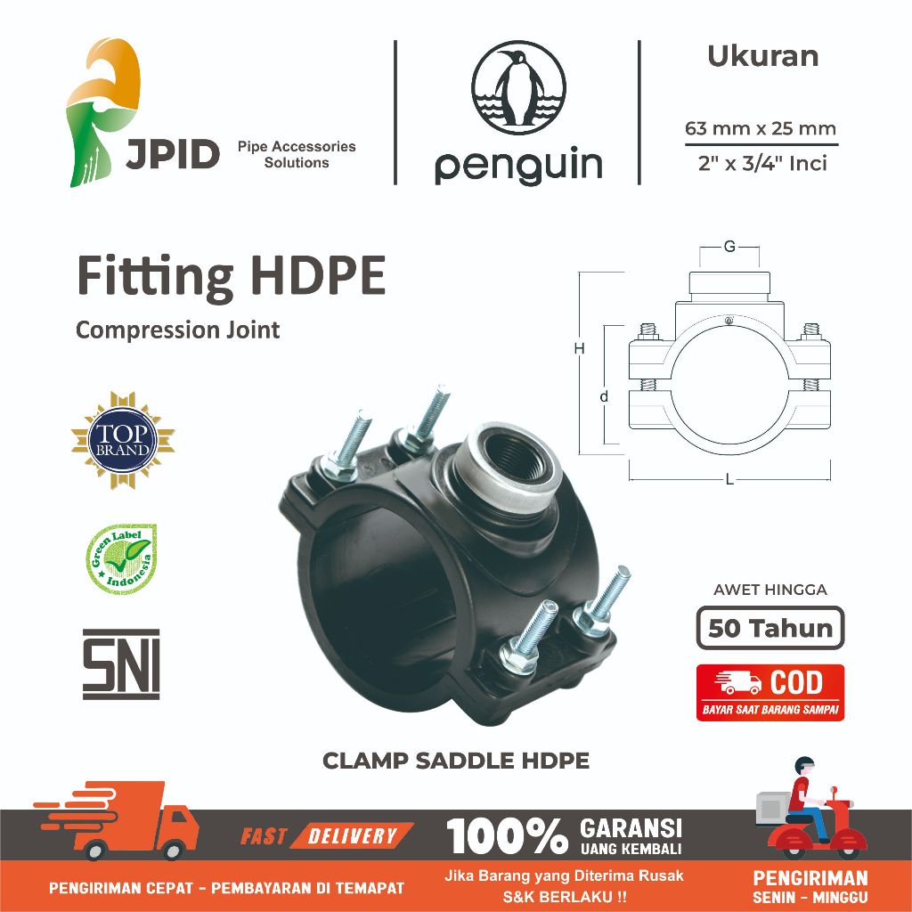 Hdpe Clamp Saddle Penguin Fittings 63mm x 3/4" Shopee Malaysia