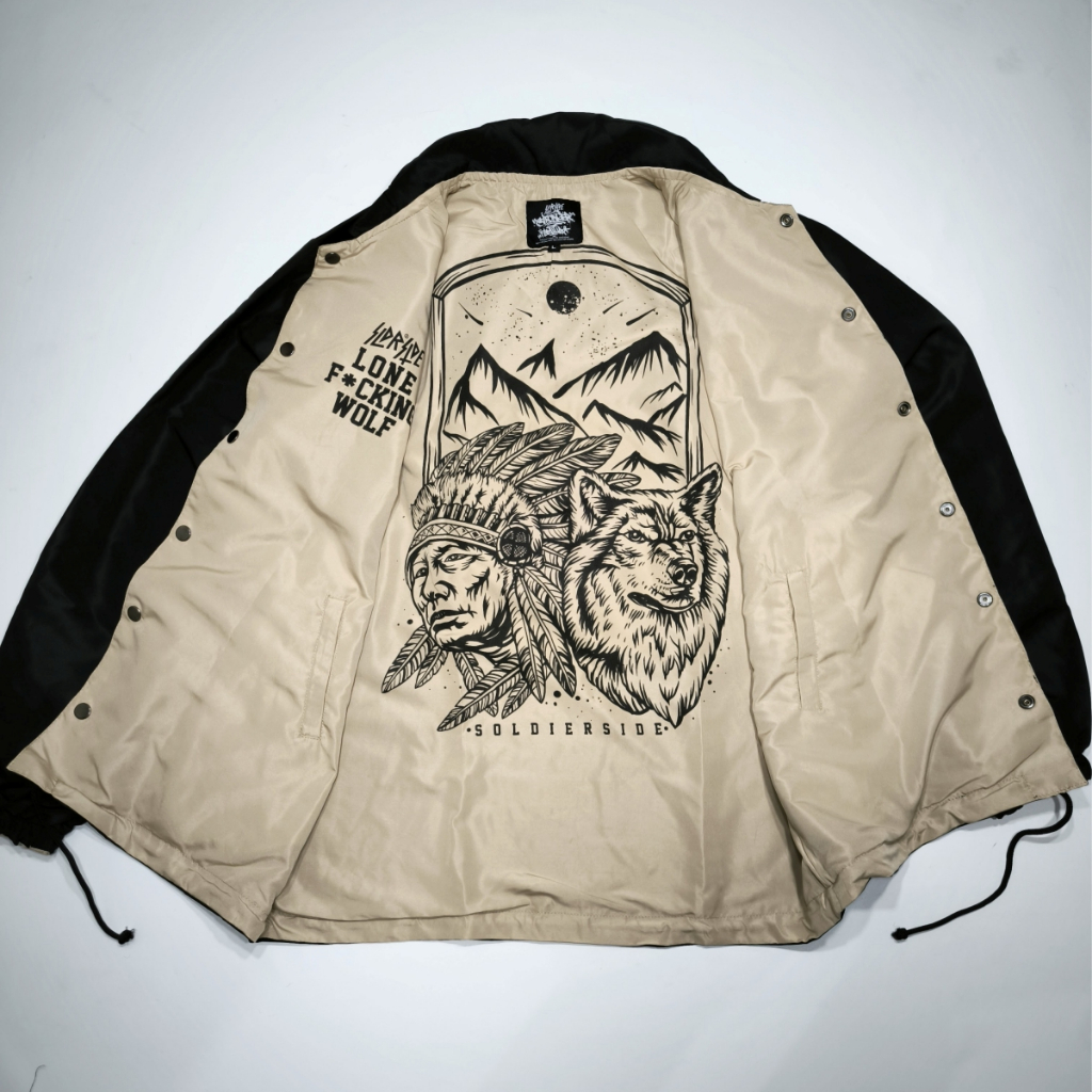 HITAM Soldierside Coach Jacket 2in1 Style Windbreaker Black - Cream ...