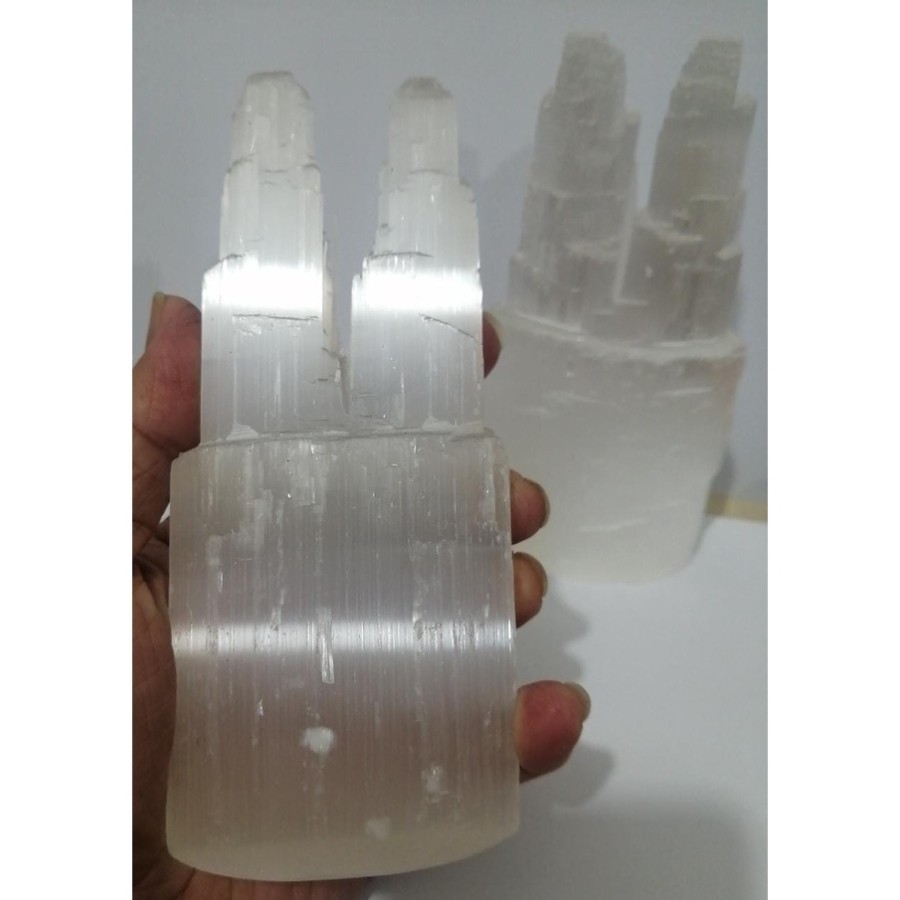 Tower Twin Selenite Natural 15cm Cat Eye Original Morocco (Price per