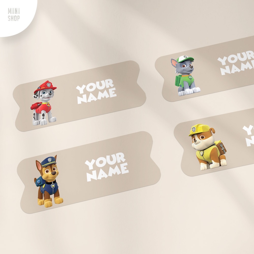 Custom Waterproof Paw Patrol Name Sticker (Chase Rubble Marshal Rocky ...