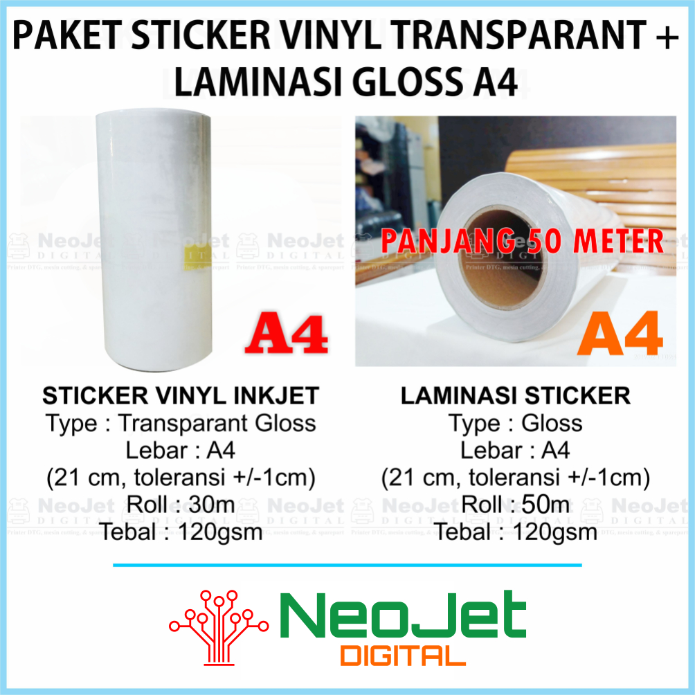 Transparent Inkjet Vinyl Sticker Package Glossy Lamination 120 gsm A4 ...