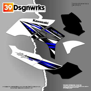 Hitam Putih Motorcycle Striping Sticker Custom Set Kawasaki Ninja 150 R 