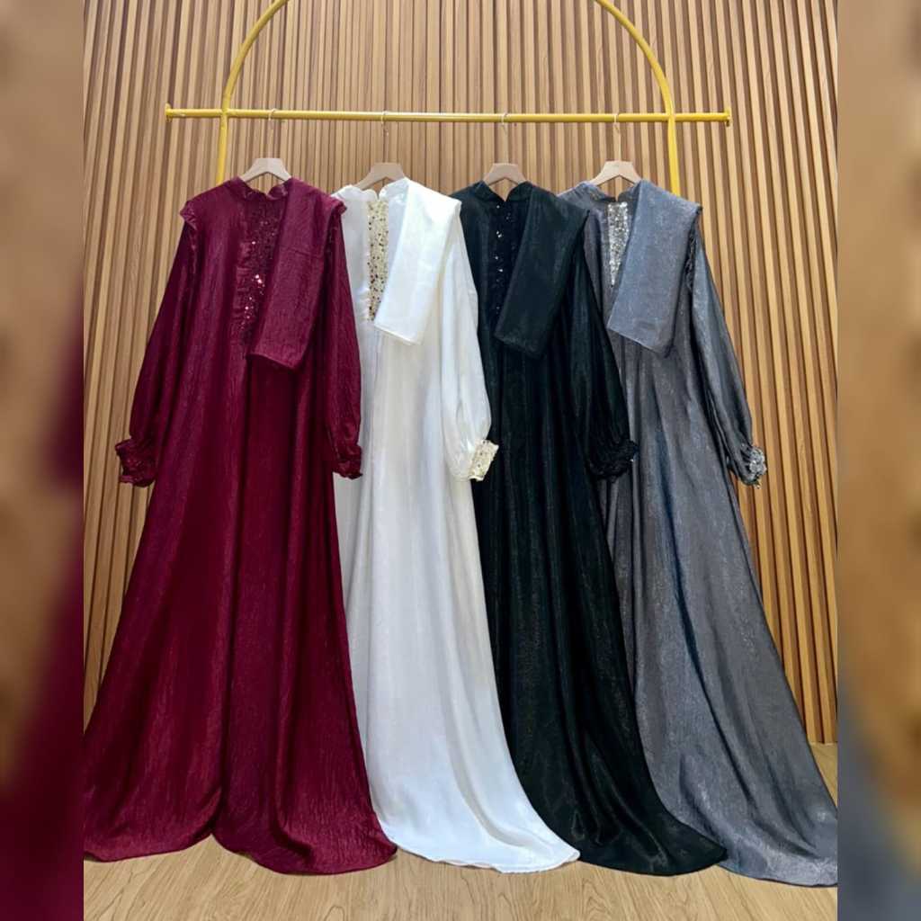 Kanaya Gamis Set Plus Square Hijab Silk Sweede Sequeen Material Latest ...