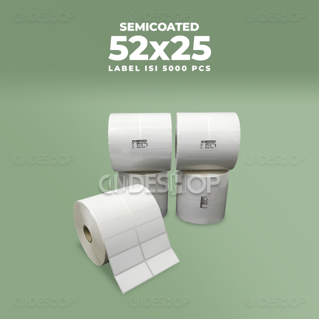 Semi-coated Label 52x25mm 52x25 Barcode Sticker 52 x 25 mm contents ...
