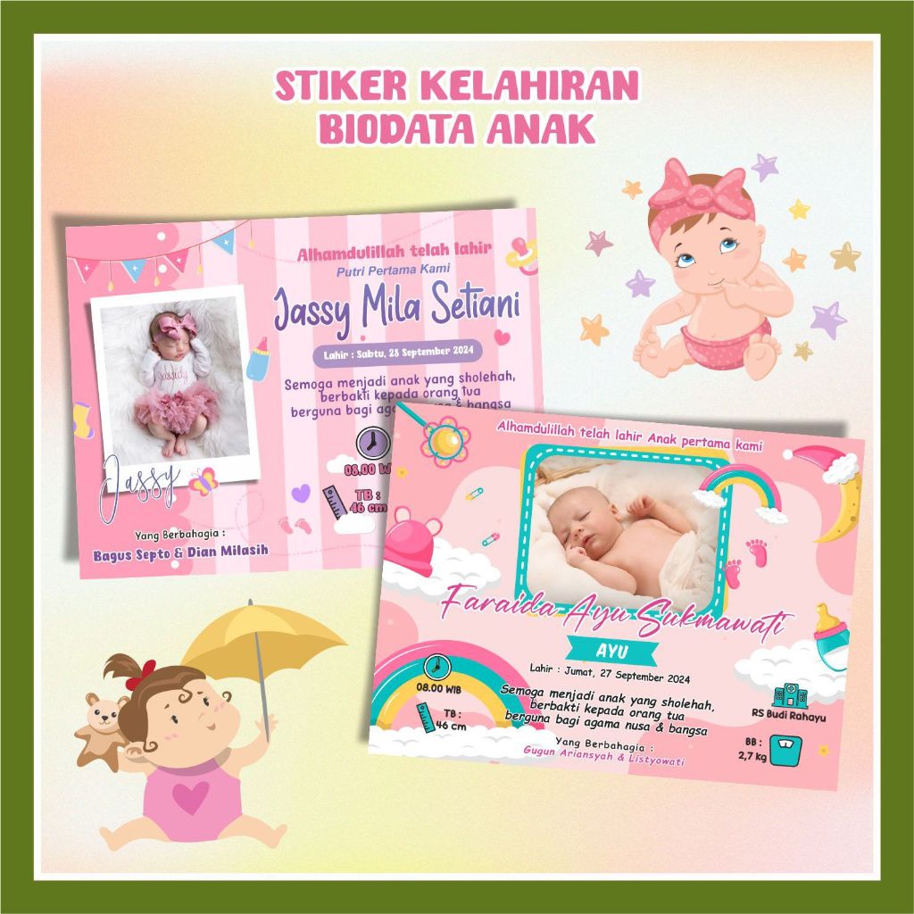 Baby Girl Theme Child Birth Biodata Sticker | Shopee Malaysia