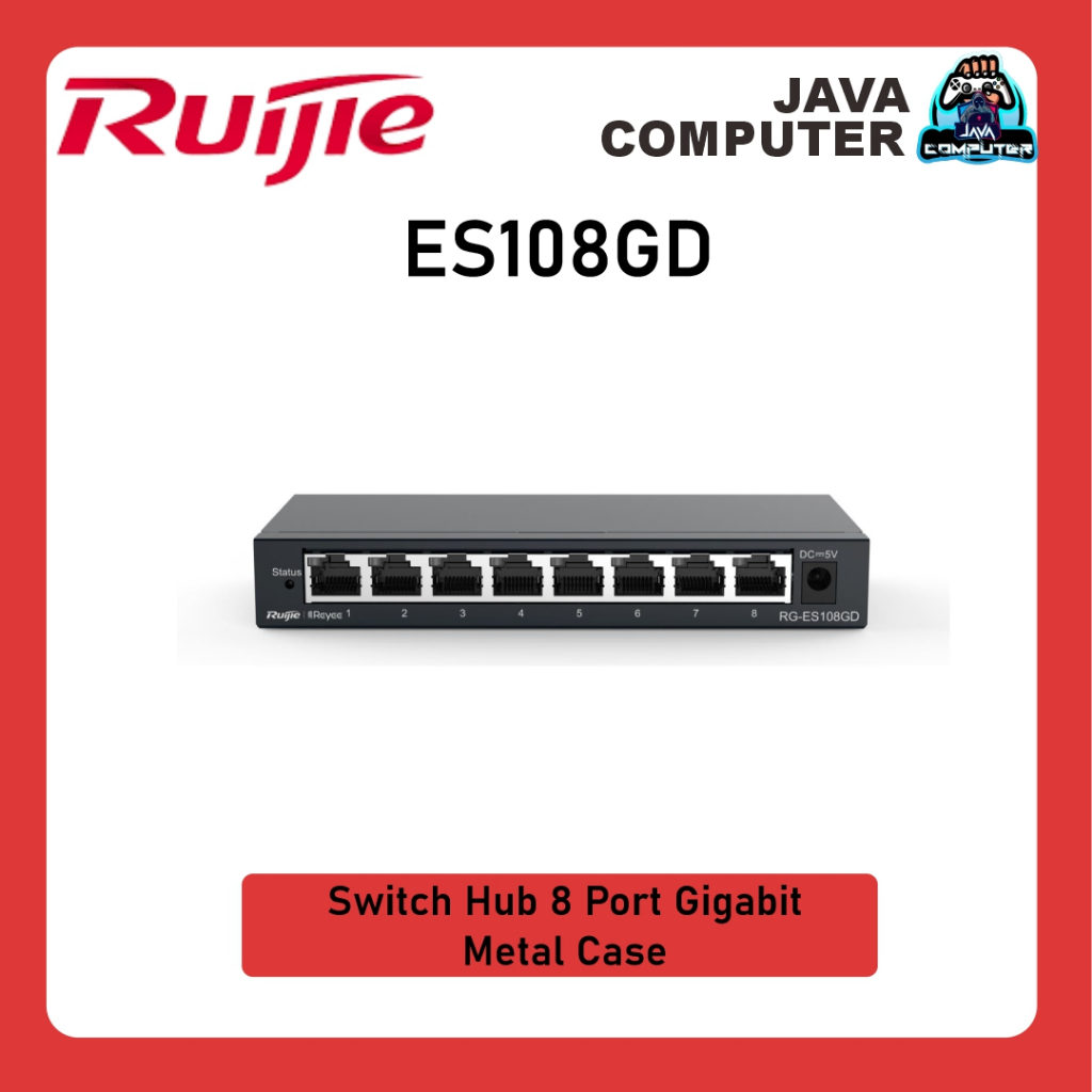 Rouijie Networks RG-ES108GD Switch Bureau 8 Ports Gigabit – Non Géré – Boîtier Acier – 10/100/1000 Mbps