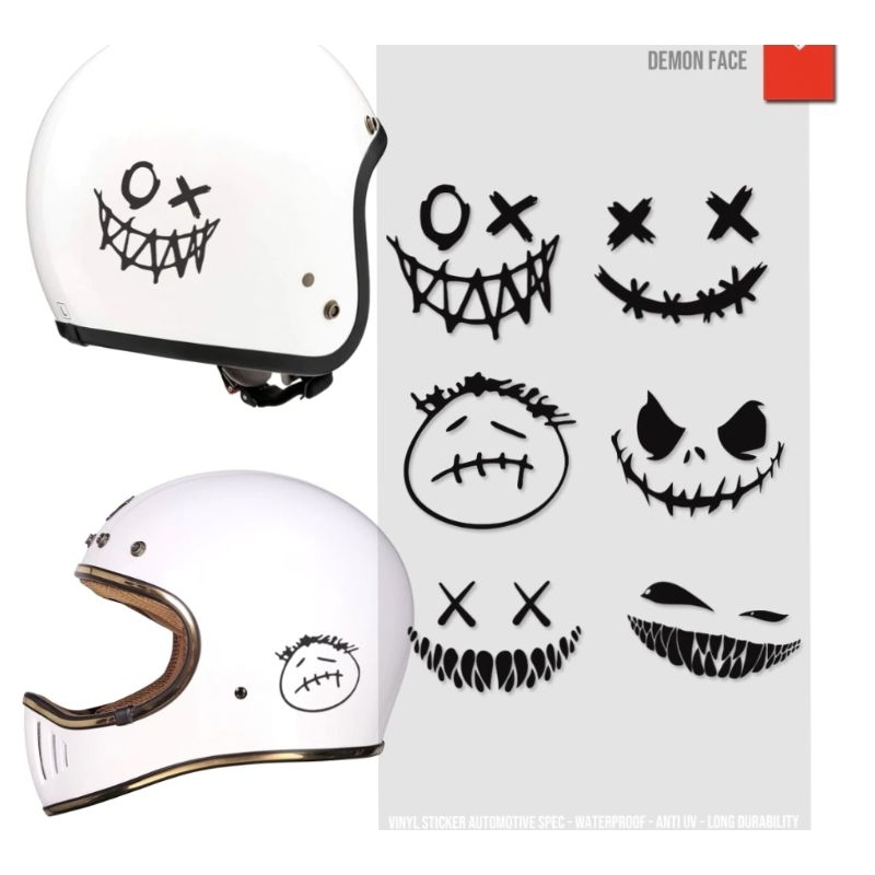 Cutting Sticker Helmet/Motorcycle Demon Face/CBR/Vario/Aerox/Nmax Demon ...