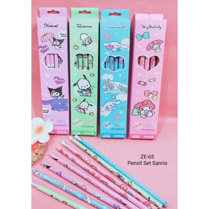 Ready Contents 12 Pencils 2B SANRIO CINAMOROL KUROMI MELODY HELLO KITTY ...