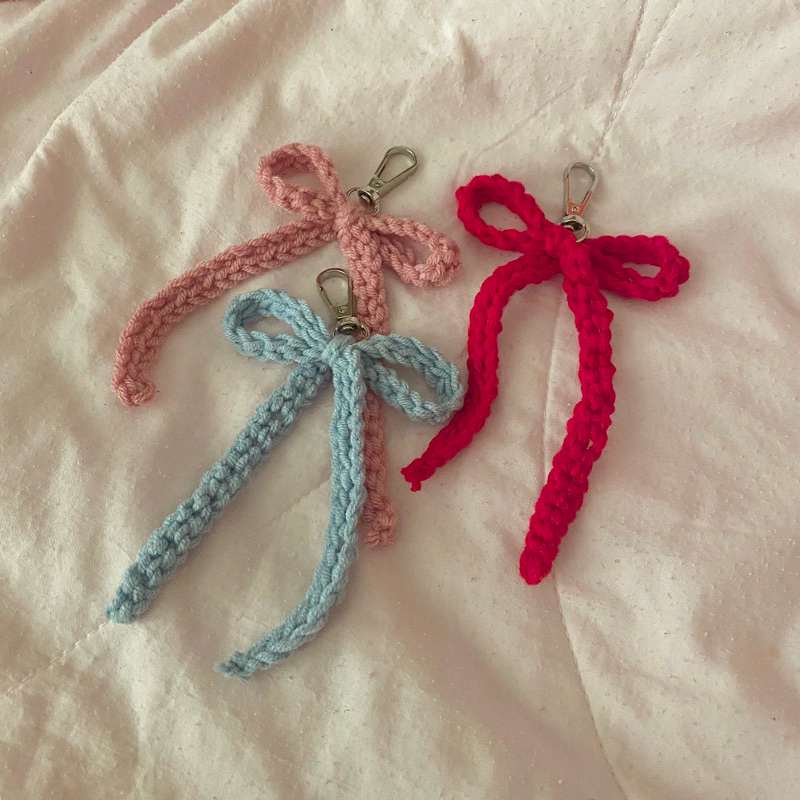 GANTUNGAN Ready Crochet Ribbon Keychain Bag charm - Keychain Bow Ribbon ...