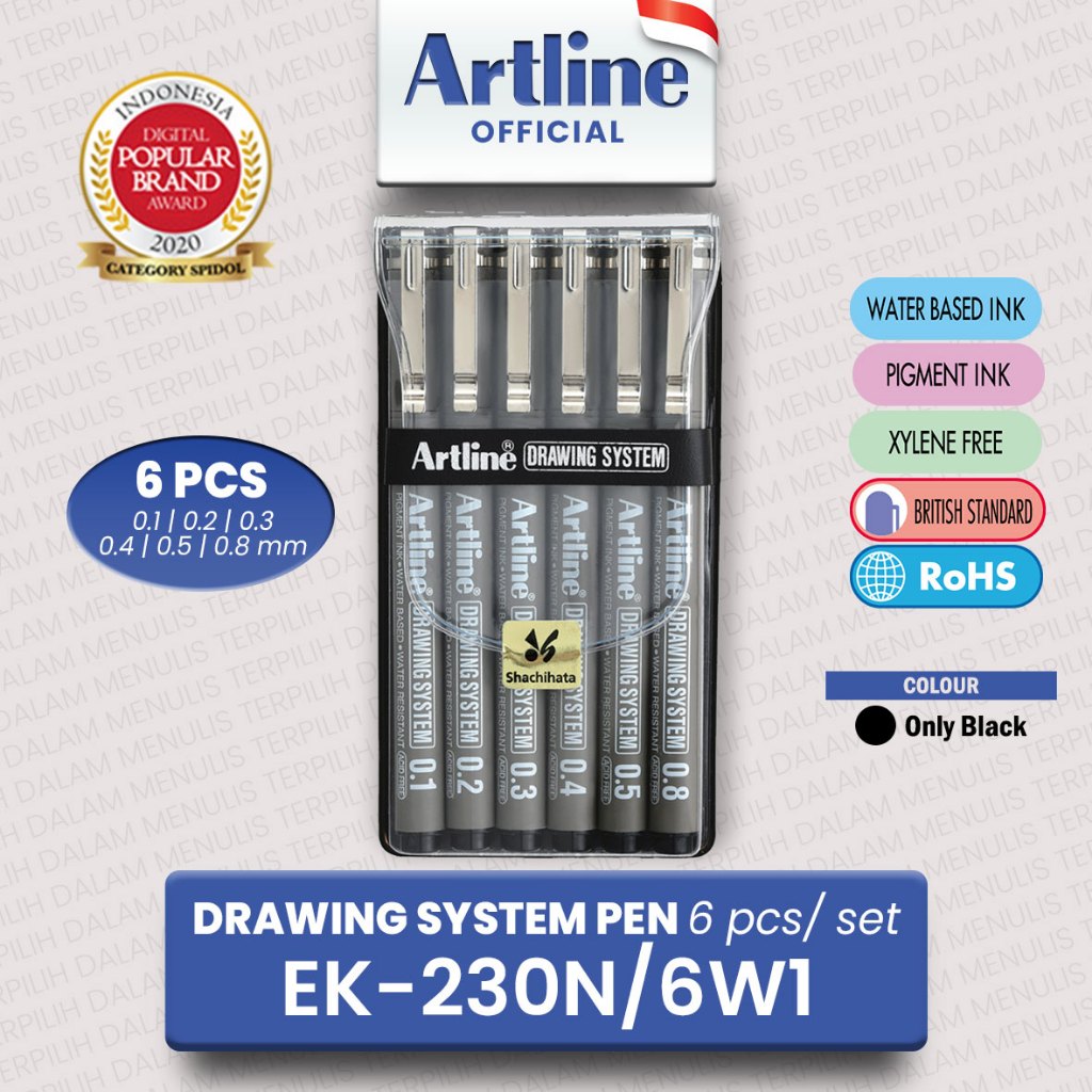 Set Artline Drawing SYSTEM Technical Drawing Pen Set Case EK-230N/6W1 ...