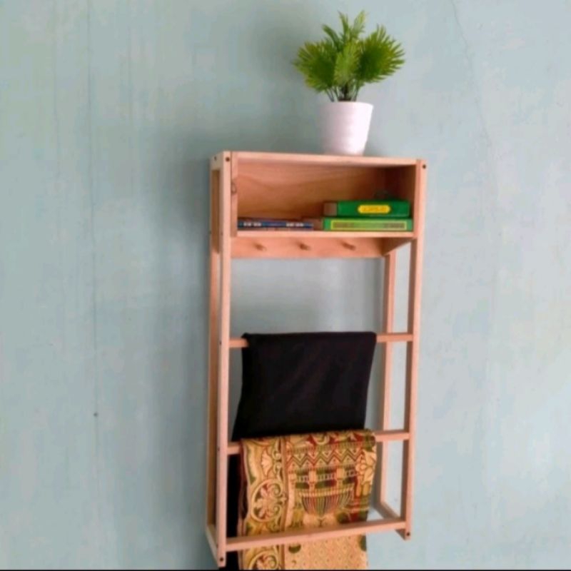 Prayer mat rack, clothes rack, hijab rack wall bookshelf multi-purpose ...