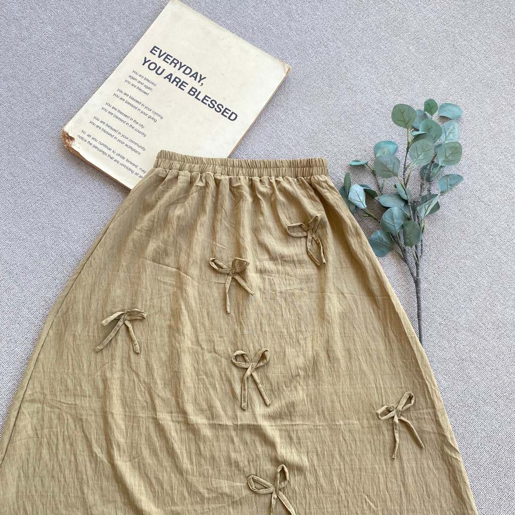 Chloe Ribbon Skirt Coquette Pure Linen Skirt Jumbo Women s Bottom Shopee Malaysia