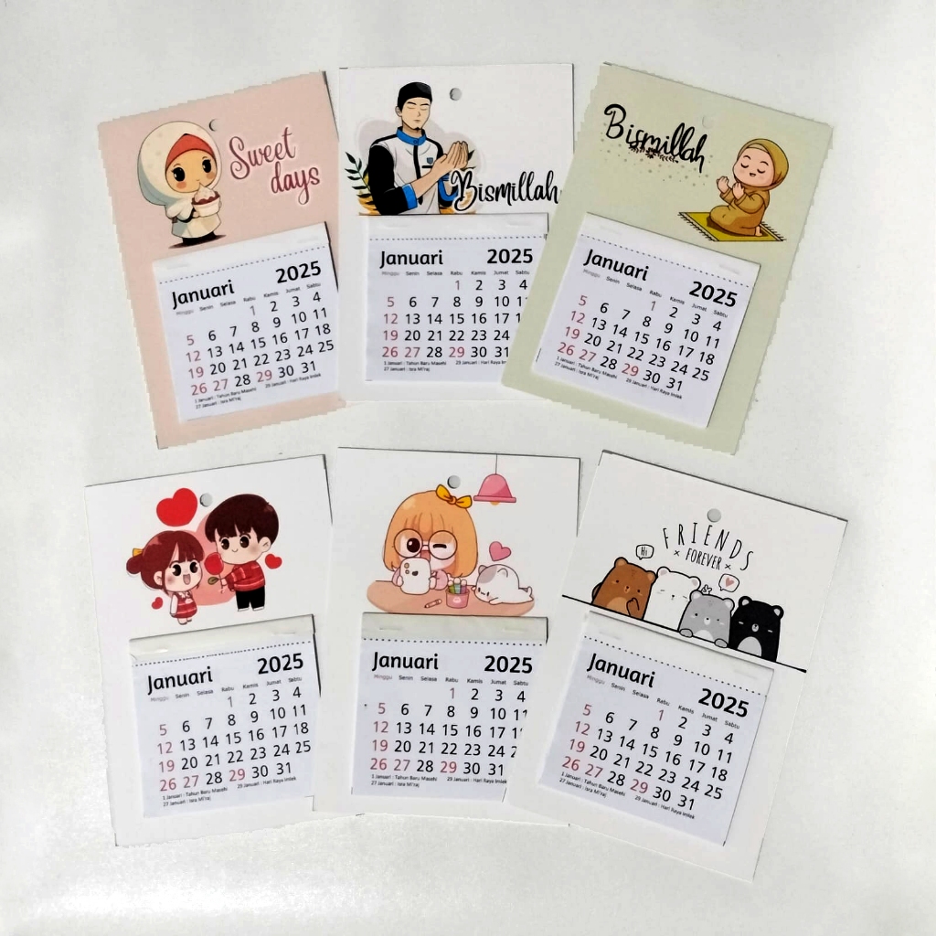 Mini Calendar 2025 cute cute Aesthetic Can Paste The