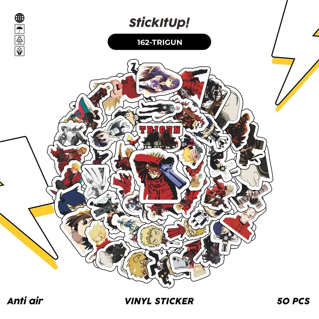 HP 50 Pcs Sticker Pack Cute Trigun Anime Motif Aesthetic Vinyl ...