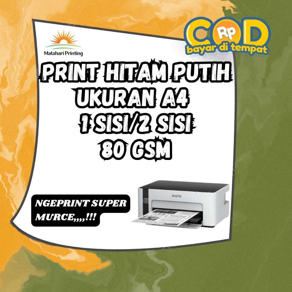 PUTIH HITAM Print Hotam White a4 Size 80gsm A4 80 gsm Black And White