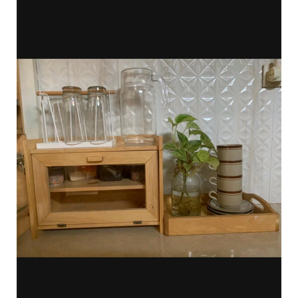 KAYU Natural Bread box/ Wooden Organizer Bread box/ aesthetic Bread box ...