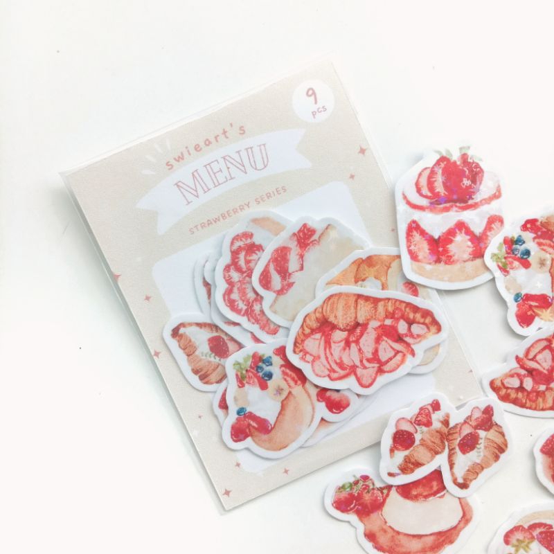 Swieart Menu Strawberry Series Food Sticker Pack | Illustration Die Cut ...