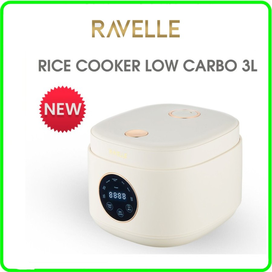 New RAVELLE RCR 3LS Rice Cooker Digital Low Carbo 3 Liter Rice Cooker