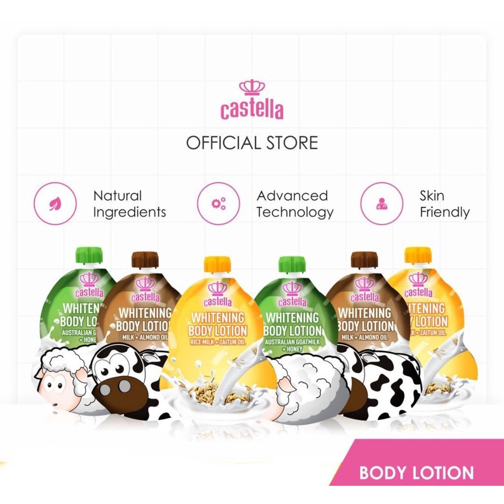 Original Castella Body Lotion Whitening Rice Milk Goat Milk/Almond
