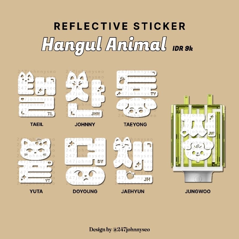 [READY] Hangul animal version NCT DREAM+NCT 127 Sticker reflective