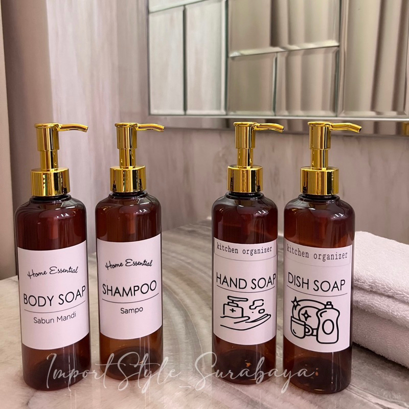 Aesthetic Soap Bottle. Bottle Chocolate 250ML Sticker Box SILVER GOLD LUXURY. bottle refill