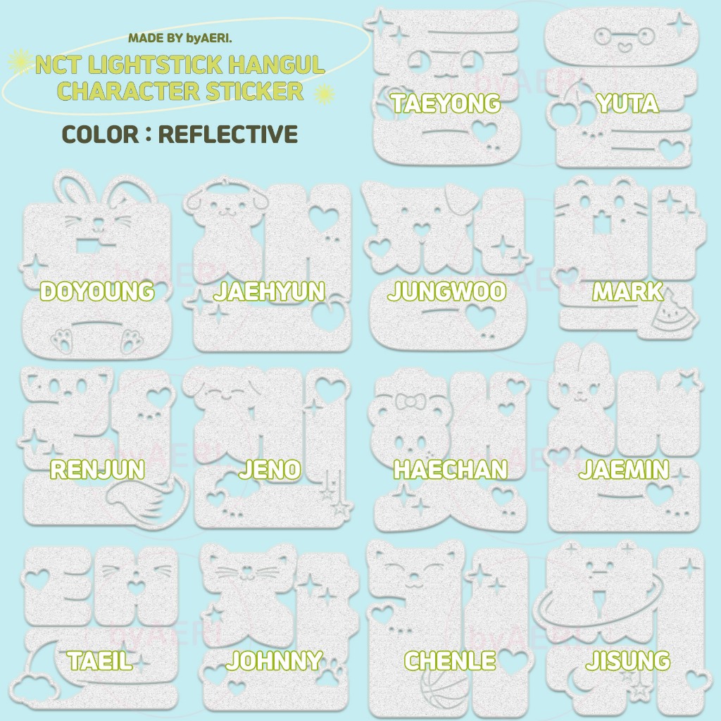 PRINTED CHARACTER LIGHTSTICK DECO STICKER REFLECTIVE HOLOGRAM INITIAL ...