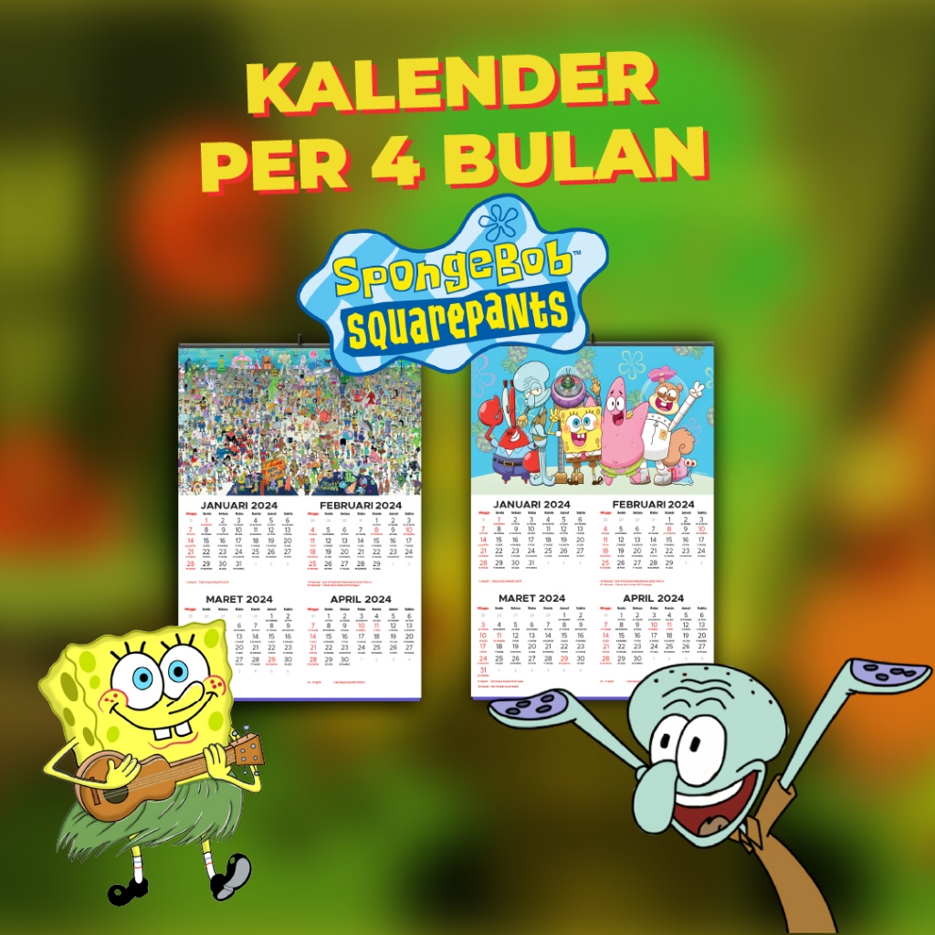 Spongebob Squarepants Wall Calendar 2024 Clamps Shopee Malaysia