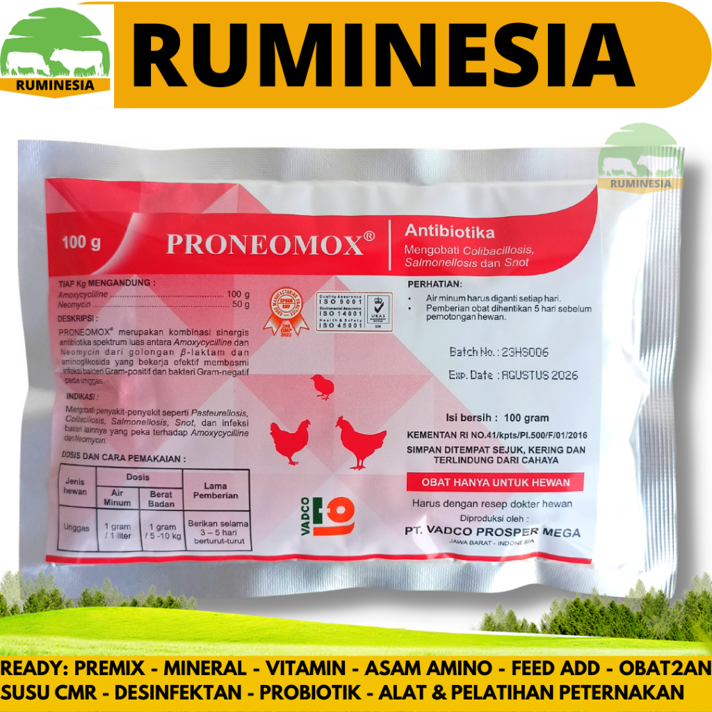 Proneomox 100gram Antibiotics Treat Colibacillosis, Salmonellosis And