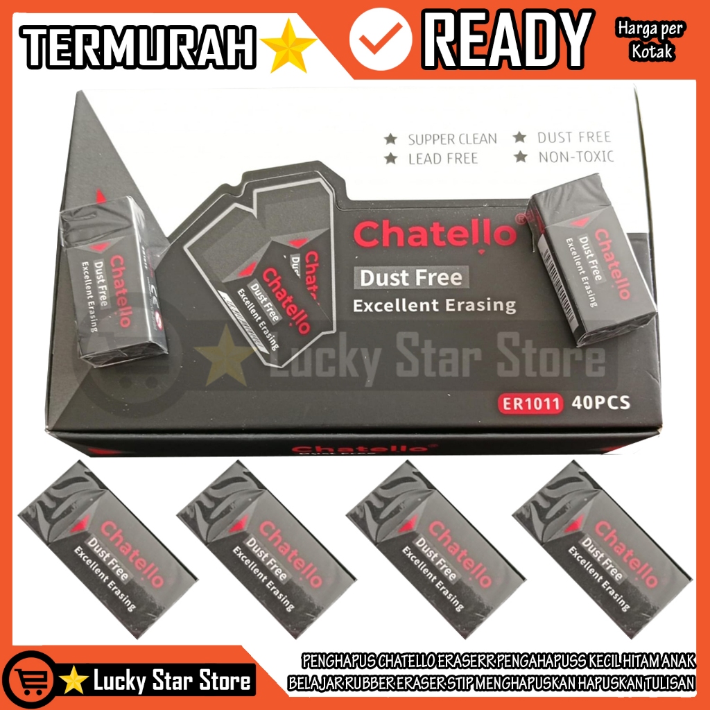 HITAM Small Black ERASER PENCIL Remover CHATELLO ER1011 ERASERR