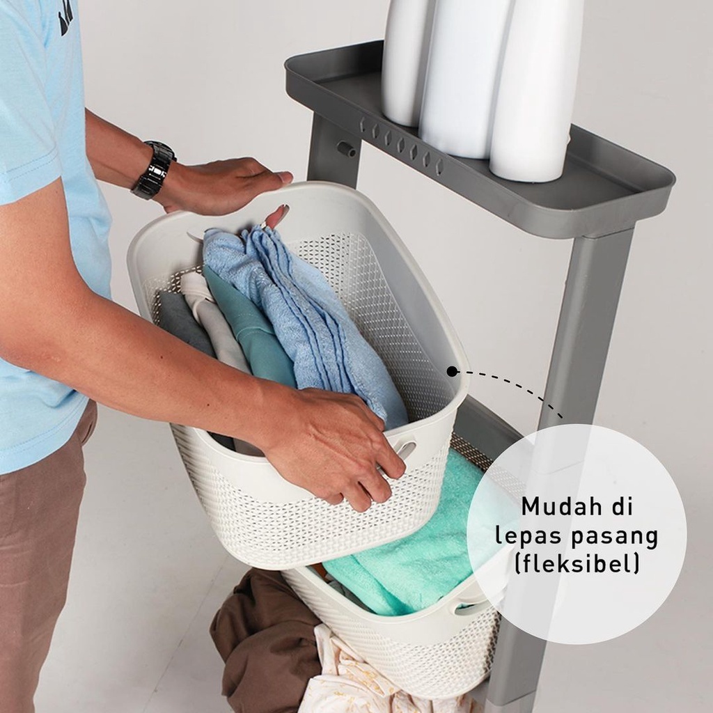 Plastic LAUNDRY BASKET Stacking 3 Multipurpose Racks OFT | Shopee Malaysia