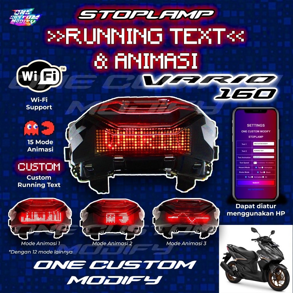 Stoplamp Running Text Animation Vario 160 LED Rear Brake Light ...