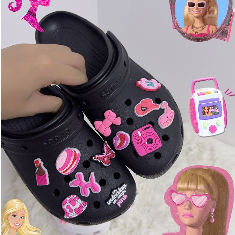 Crocs Jibbitz Pink Series Girl Power Jibbitz Cute Sandal Pin 2024 1pcs