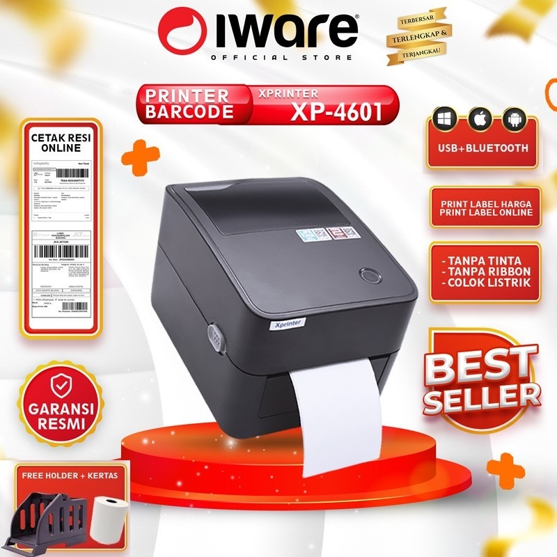 Iware XPRINTER XP4601B Barcode Printer Label USB BLUETOOTH A6 Shopee