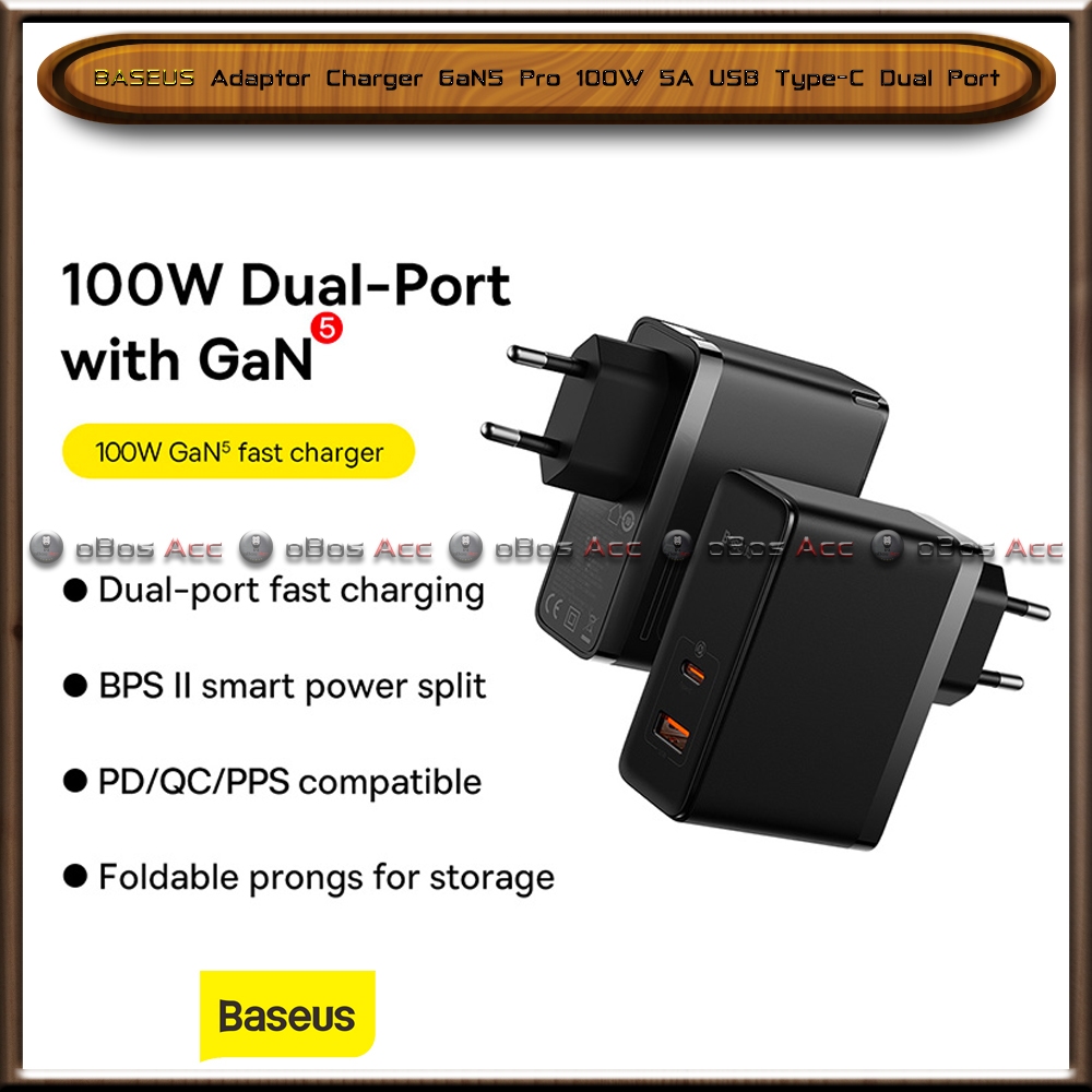 Baseus Adapter Charger GaN5 Pro 100W 5A USB Type-C Dual Port Fast ...
