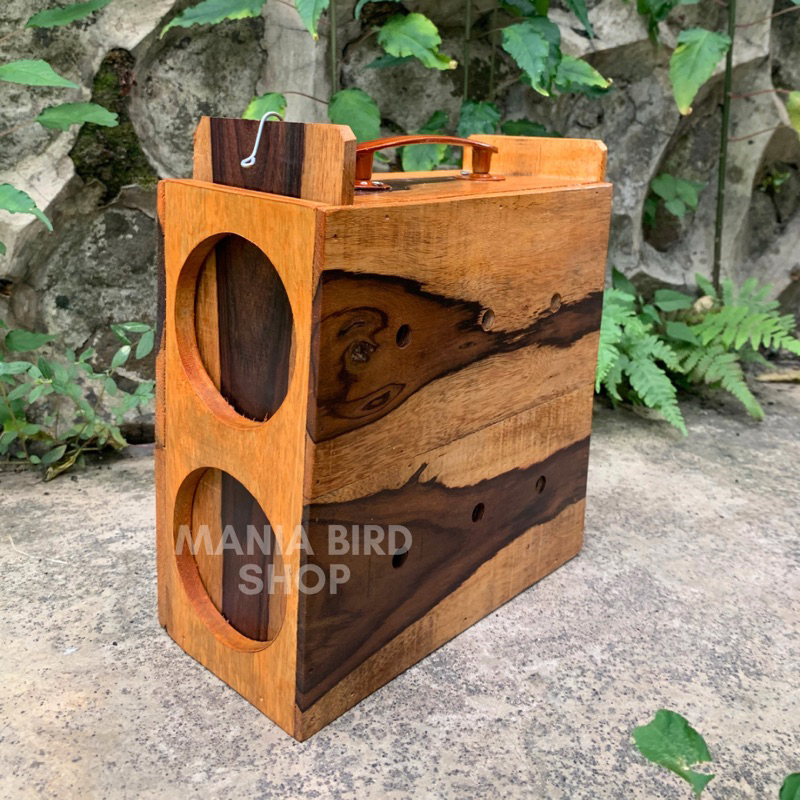 KAYU Bird BOX SONOKELING WOOD BIRD BAWA BOX THICK 2 levels | Shopee ...