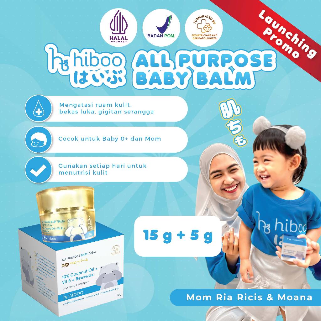 Hiboo All Purpose Baby Balm [Set 15g+5g] 10% Coconut Oil Vit E Beeswax ...